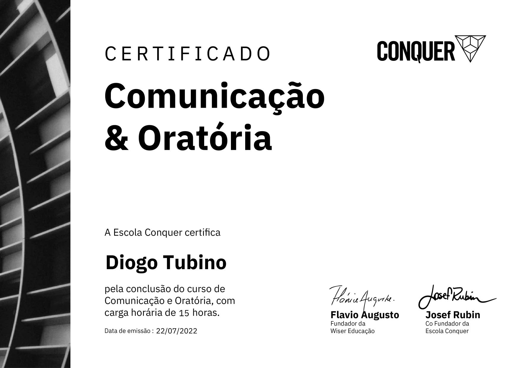 Certificado de Comunicação e Oratória - Hora do show!